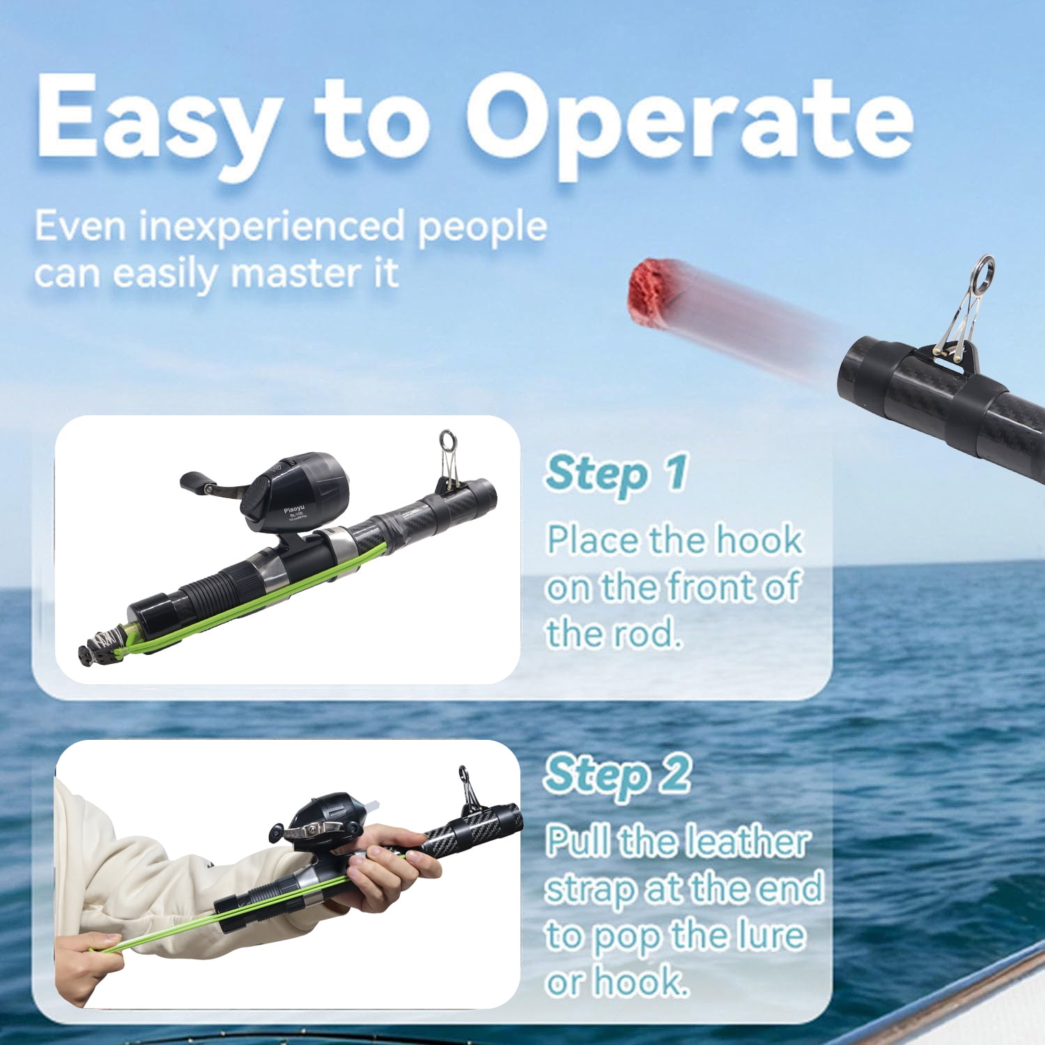 Piaoyu Fishing Catapult Rod,Upgraded Catapult Fishing Rod with Slingshot Fishings Reel for Long-Casting, Durable & Lightweight for Freshwater/Saltwater Fishing