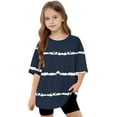 thumbnail image 6 of Delliss Girls Casual Short Sleeve T Shirts Crewneck Tops Kids Striped Tee Blouses 5-15 Years, 6 of 8