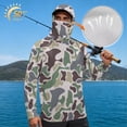 thumbnail image 3 of Bulopur Men’s Long Sleeve Fishing Shirt with Mask Green Camo Print UV Protection Sun Hoodie, Breathable Quick Dry Rash Guard for Outdoor Adventure, 3 of 8