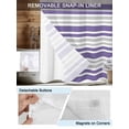 thumbnail image 3 of No Hook Cloth Fabric Shower Curtain with Snap in Liner, Purple Stripes Waterproof Shower Curtains Set with See Through Top Window, Modern Minimalist Horizontal Ombre Lines Bath Curtains 66"x72", 3 of 6