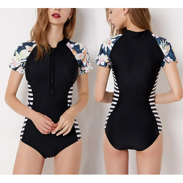 LSLJS Women Two Piece Rash Guard Long Sleeve Swimsuits UV Swim Shirt  Bathing Suit with Boyshort Bottom