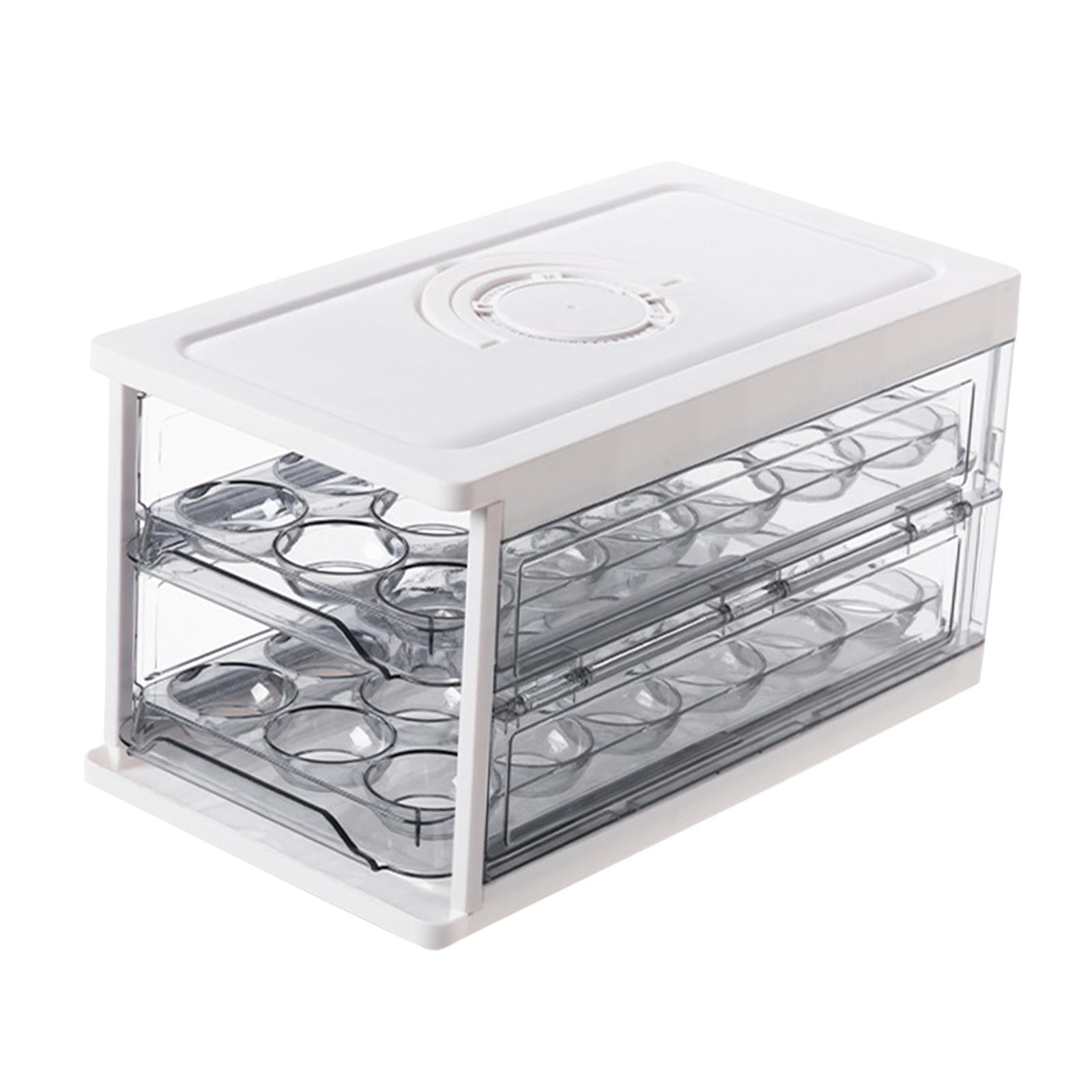 Drawer Type Egg Holder Egg Storage Box Egg Organizer Tray Double Layer Structure for Kitchen Pantry Cabinet
