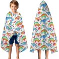 thumbnail image 3 of White Colorful Dinosaurs Pattern Hooded Bath Towel，50"x30" for Ages 3 To 12 Kids, Quick Dry Lightweight Soft Microfiber Hood Beach Towel Cover Up for Kids, 3 of 7