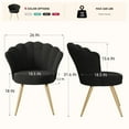 thumbnail image 5 of Daluvenix Velvet Accent Chair with Gold Metal Legs, Shell Design Vanity Makeup Chair for Living room, Modern Upholstered Guest Chair, Black, 5 of 9