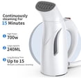 thumbnail image 5 of NFTIGB Portable Handheld Garment Steamer for Clothes, 140°C High Temperature Steam, 240ml / 8.1 fl oz Water Tank, 700W Fast Heat Wrinkle Remover for Home, Office & Travel, White (EU Plug), 5 of 9