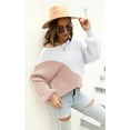 thumbnail image 3 of Women Sweaters-Oversized Chunky Knit Color Block Drop Shoulder Batwing Sleeve Pullover Sweater Tops, 3 of 6