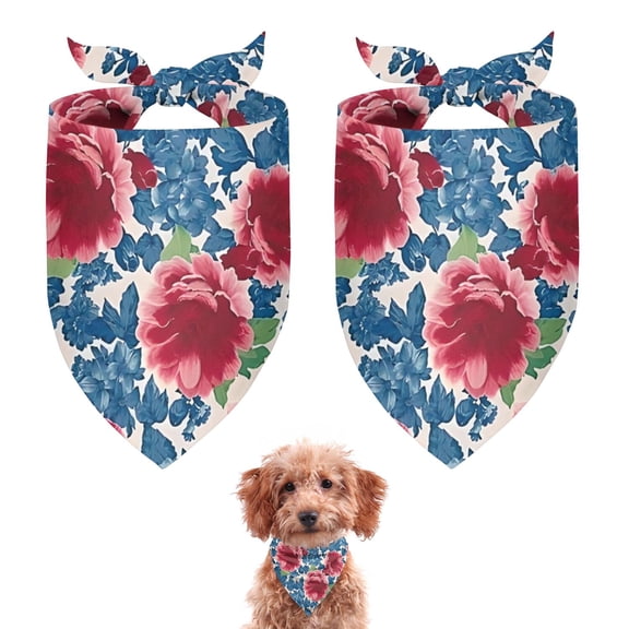 Dog Bandana 2 Pack,Pioneer Flower Floral Print Pattern Bandanas for Dogs,Cat Bandana,Small/ Large Dog Bandana 2 Size,Dog Bandanas