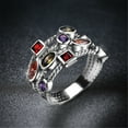 thumbnail image 3 of CILENON Rings for Women Non Tarnish Huitan Colorful Zirconia Delicate Women Ring Jewelry Wedding Bridal Band Fashion Cross Geometric Dancing Party Rings Pinky Ring (Multi-color,9), 3 of 6