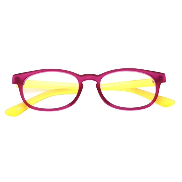 Vision World Eyewear V.W.E. Fun Neon Color Spherical Frame Readers Reading Glasses - Matte Translucent Rubberized Finish (Purple/Yellow, 1.75)