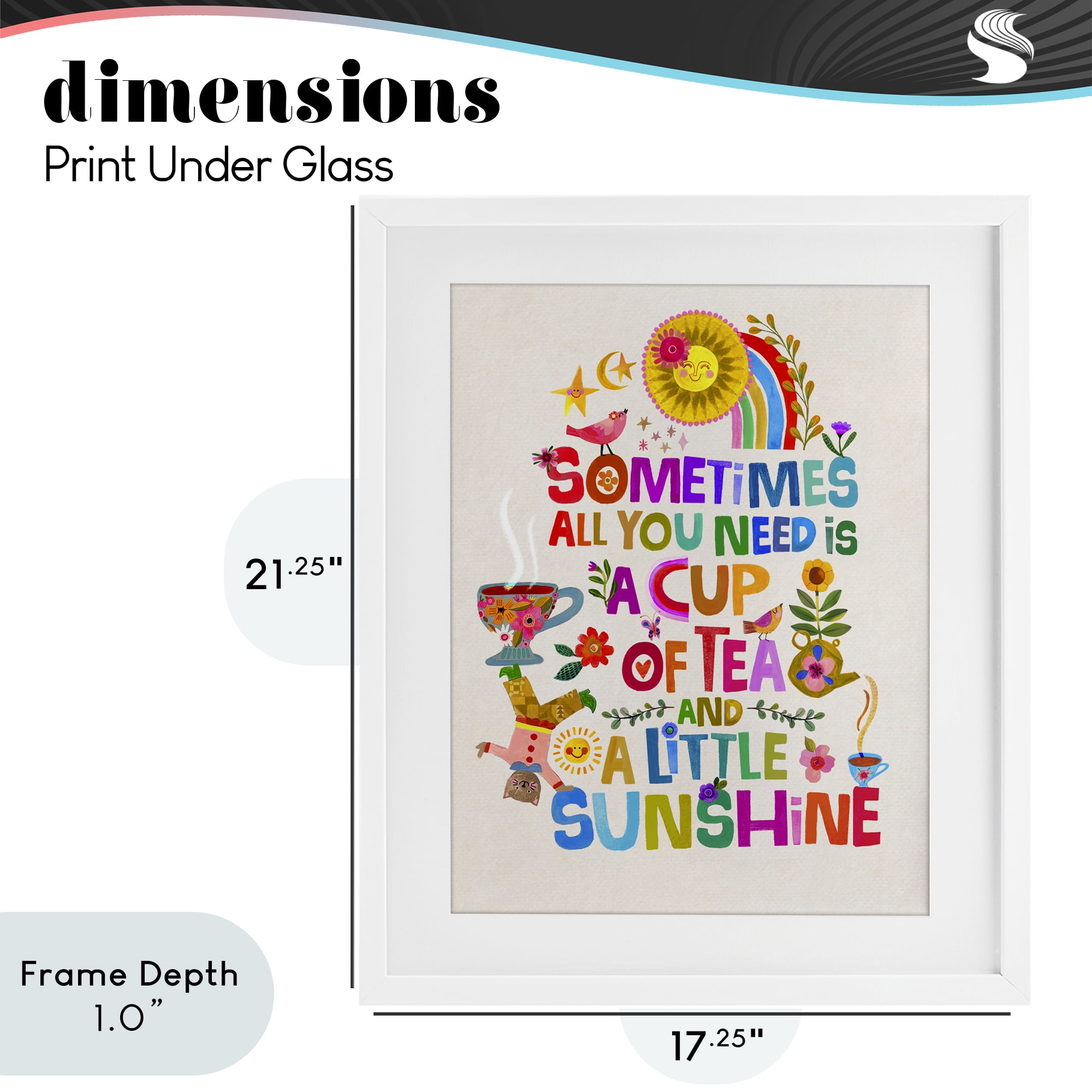Stupell Industries Cup Of Tea & Sunshine White Framed Print Under Glass, design by Katherine Herrell Studio