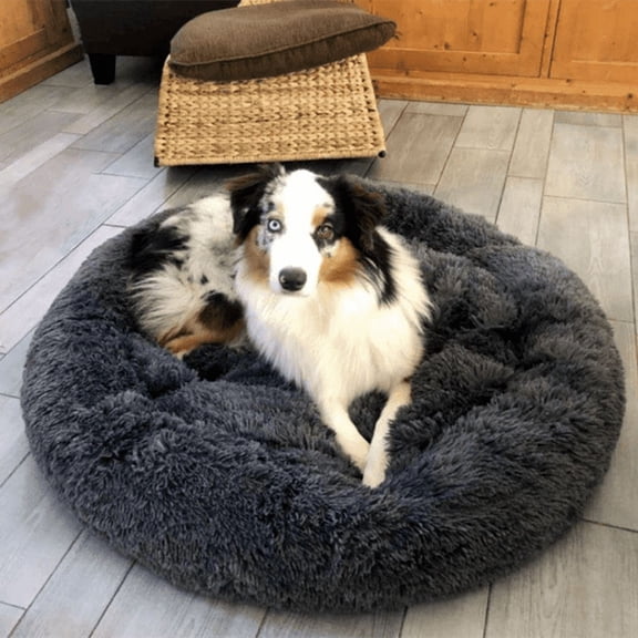 Scmkd Plush Pet Bed, Donut Dog Bed Round Cat Cushion Bed, Warm Pet Bed For Indoor Dogs & Cats