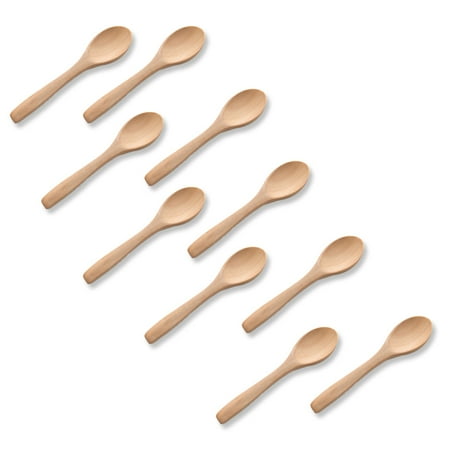 

DTOWER Pack of 10 Small Wooden Spoons Children Dining Tools Bar Gadgets Cooking Condiments for Kitchen Seasoning Oil Tea Sugar Jam type 1