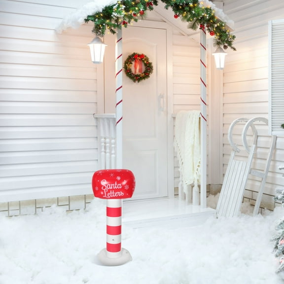 PTOOTP Inflatable Santa Mailbox Outdoor Christmas Yard Decoration Nylon Holiday Decor