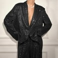 thumbnail image 3 of JGGSPWM Women's Sequin Blazer Casual Lightweight Open Front Glitter Suit Jackets Long Sleeve Fashion Sparkly Party Jacket Black S, 3 of 6