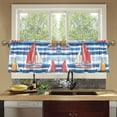thumbnail image 4 of Yayeee Kitchen Curtains Tier Set of 2 Light Filtering 57"x24" Over Sink Window Panels, Red Sailboats, 4 of 7