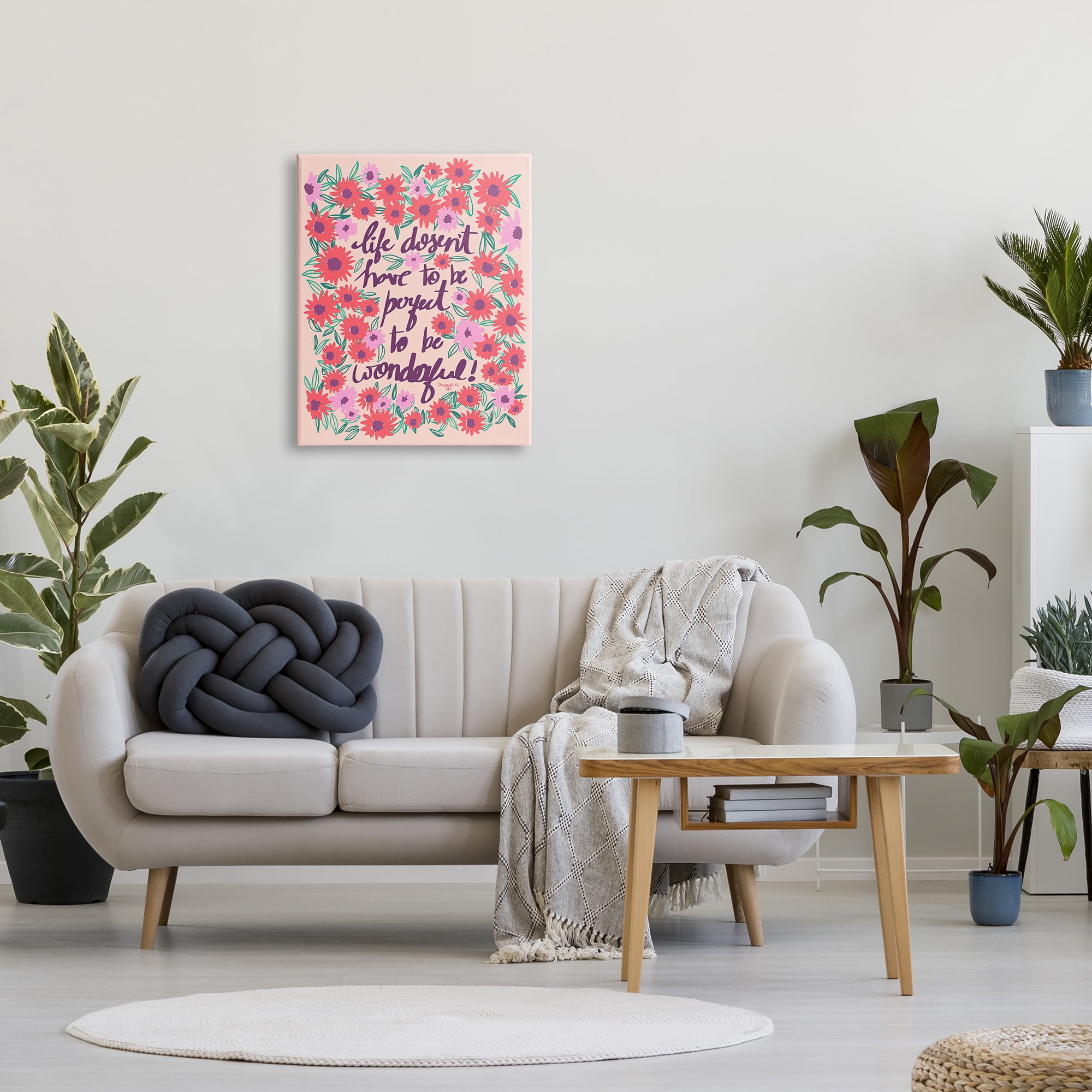 Stupell Industries Uplifting Floral Phrase Botanical & Floral Painting Gallery Wrapped Canvas Art Print Wall Art, 24 x 30