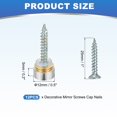 thumbnail image 2 of Uxcell Mirror Screws Brass Decorative Caps Cover Nails Fasteners Polished Fit for Mirror Sign Advertising Hardware Silver 12mm, 2 of 5
