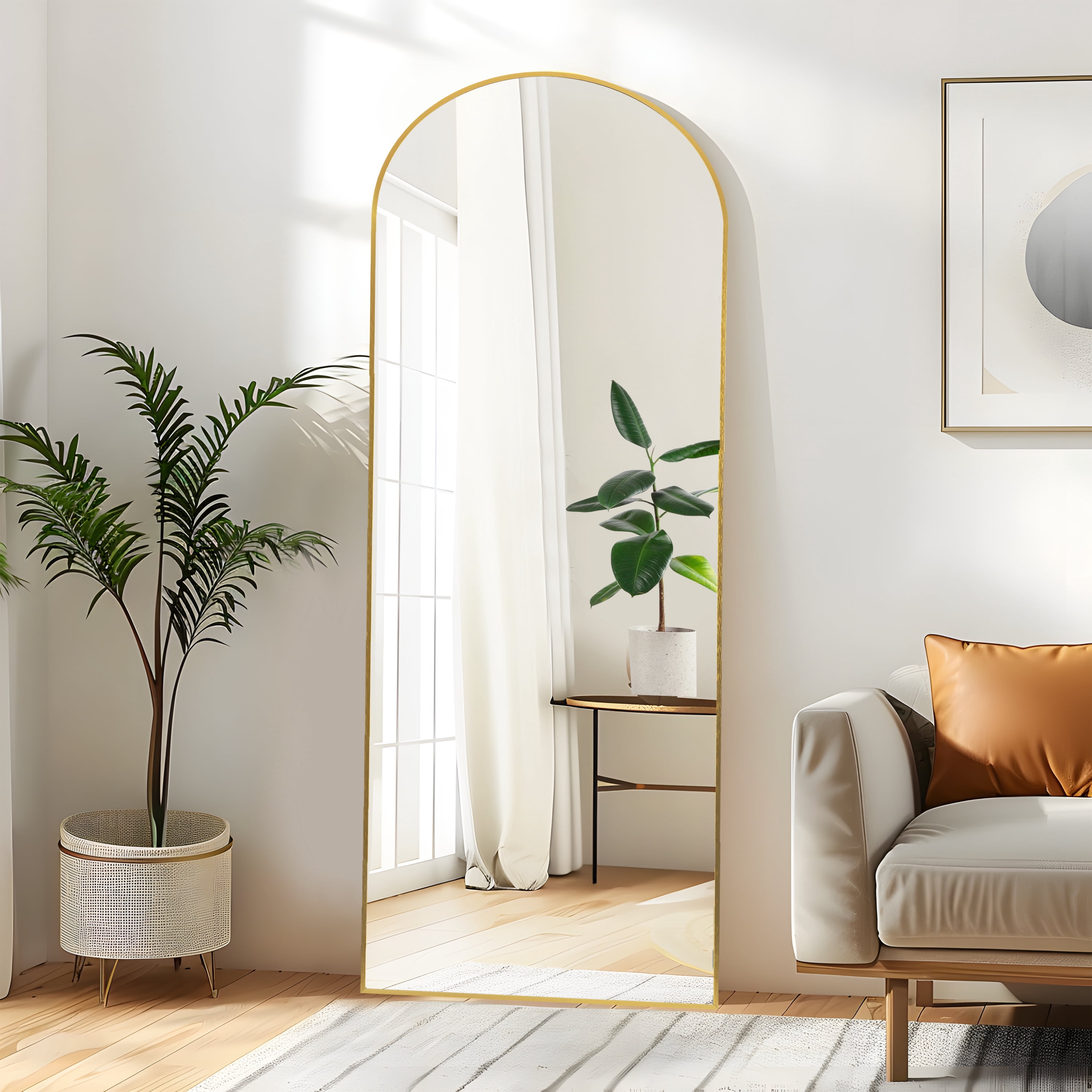 69"x24" Arched Full Length Mirror Aluminum Framed Floor Mirror,Gold