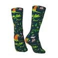 thumbnail image 3 of Goofa Dinosaurs and Flowers Printed Men's Crew Socks, Soft Durable Breathable Moisture-Wicking with Odor Control Cotton socks, 3 of 9