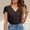 Black, variant on Idoravan Women's Plus Size Tops Fashion Womens Casual Solid Color V Neck Lace ing Short Sleevet Tops Loose Blouses
