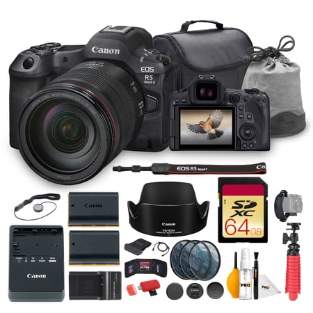 Canon EOS R5 Mark II Mirrorless Camera with 24-105mm f/4L IS USM Lens Bundle | High-Resolution Full-Frame Sensor Dual Pixel AF & 8K Video (6536C012) + 64GB Card + Battery + Charger + Bag + More