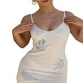 thumbnail image 3 of AMERTEER Robe Midi Moulante pour Femmes Sans Manches Bretelles Spaghetti Broderie Feuille Longue Robe, 3 of 7