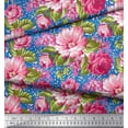 thumbnail image 2 of Soimoi Poly Georgette Fabric Leaves & Peony Floral Print Sewing Fabric Yard 42 Inch Wide, 2 of 5