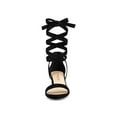 thumbnail image 6 of BLISSFUL STEP Women's Opened Toe Block Heel Lace up Dress Sandals Black 7.5, 6 of 8