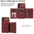 thumbnail image 3 of ShellTech Credit Card Slot Case for Samsung Galaxy A35 with Shoulder Strap,Magnetic Leather Flip Card Wallet Case Shockproof Ring Holder Kickstand Cover for Galaxy A35 5G,Red, 3 of 11