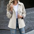 thumbnail image 2 of Tqcoqu Women's Lightweight Windproof Casual Trench Jacket Lapel Button Down Coat with Plaid Lining and Pockets, 2 of 9