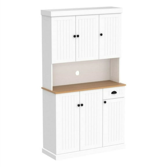 Kitchen Pantry Storage Cabinet, 71" Tall Storage Cabinet With 6 Doors And Drawer, Adjustable Shelf, Open Countertop, Hutch Cabinet For Hallway Dining Room