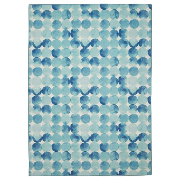 Outdoor Washable Lakeland Blue & Ivory 7' x 9' Area Rug