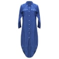 thumbnail image 2 of Gibobby Vestido Casual para Mujer Bolsillo largo para mujer Camisa Botón Casual Vestido Manga Estampado sexy Vestido suelto para mujer(Azul,XL), 2 of 5