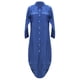 thumbnail image 2 of Gibobby Vestido casual de verano para mujer Bolsillo largo para mujer Camisa Botón Casual Vestido Manga Estampado sexy Vestido suelto para mujer(Azul,M), 2 of 5