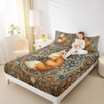 thumbnail image 4 of Homewish Wild Fox Full Size Sheets,Retro Rustic Flower Bed Sheets,Orange Brown Sheet Sets For Girl Kids,Microfiber Bedroom Decor,4pcs, 4 of 7