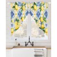 thumbnail image 2 of Botanical Lemon Swag Valances for Windows, Spring Countryside Floral Blue Tile Rod Pocket Sheer Valances for Large Windows, Swag Toppers Light Filtering for Kitchen Living Room 2 Panels 36''x63'', 2 of 4