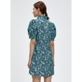 thumbnail image 2 of Vestido camisero LifeShe para mujer, verano, manga abullonada, azul floral, 2 of 6