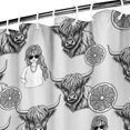 thumbnail image 3 of Gray Highland Cow Lemon Pattern Shower Curtain 84"x72" ,Bathroom Decorative Shower Curtains Set with 12 Hooks,Modern Waterproof Washable Shower Curtain, 3 of 6