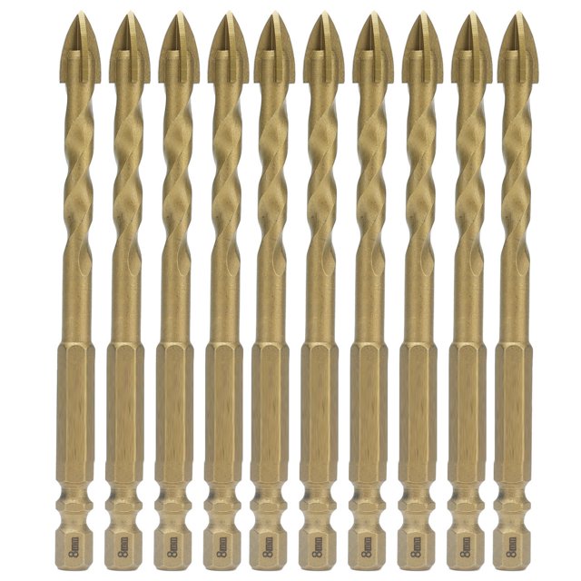 Brocas de punta de lanza, 10 piezas de broca de punta de lanza cruzada, broca de punta de lanza con vástago hexagonal, broca de carburo diseñada para la perfección