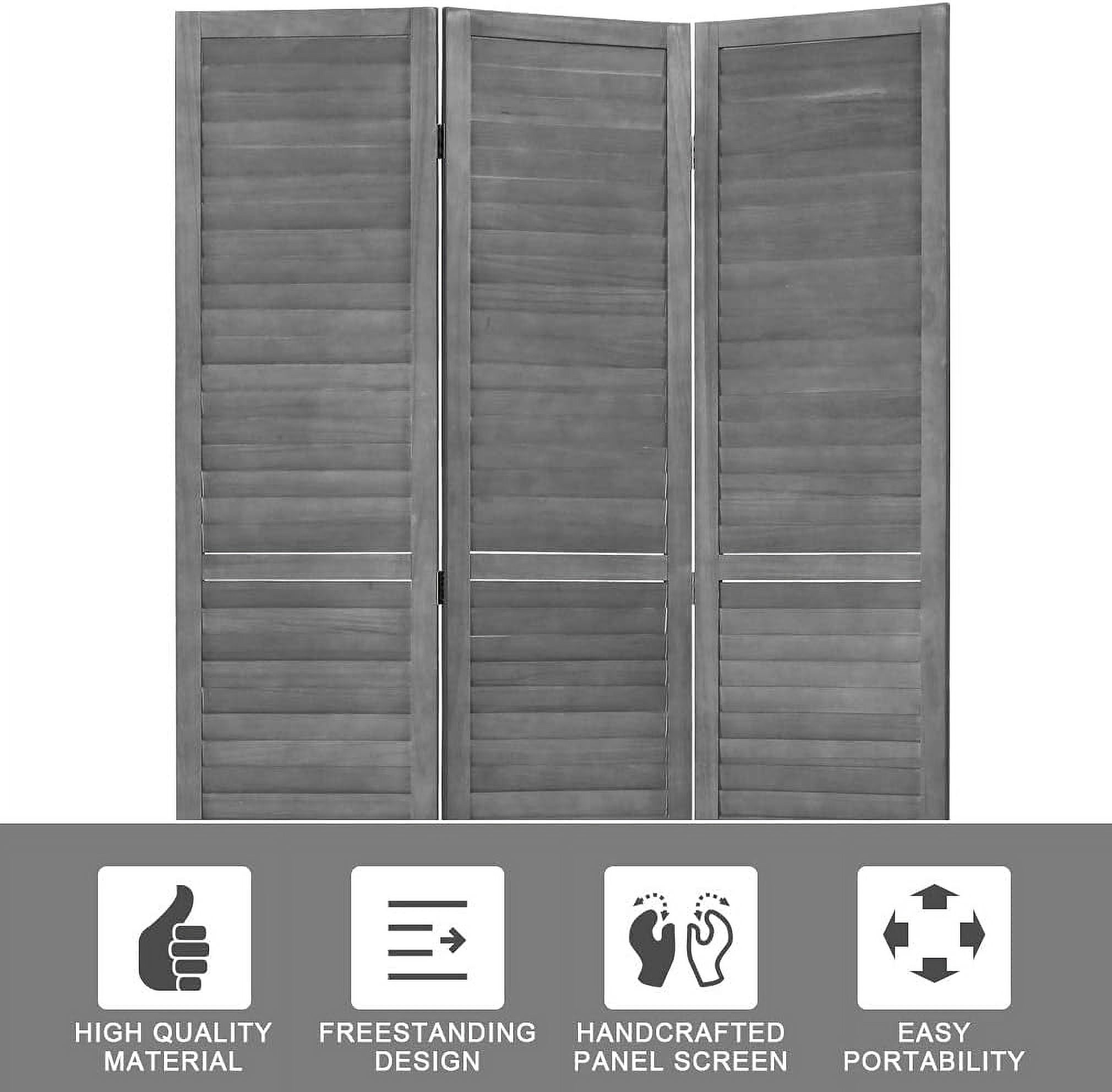 Dkelincs 3 Panel Wood Room Divider 4.3ft Tall Folding Privacy Screen Wall Divider 67"×16" Each Panel Wood Screen, Gray