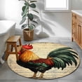 thumbnail image 4 of 4ft Washable Round Rug, Retro Rooster Non-Slip Circle Area Rug for Living Room Bedroom, Watercolor Music Score Animal Indoor Floor Mat for Home Decor, 4 of 9