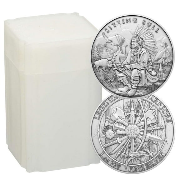 Roll of 20 - 1 Troy oz Sitting Bull Design .999 Fine Silver Round