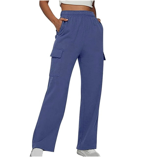 Timegard Pantalon Cargo pour Femmes Jambe Droite Taille Haute Élastique Automne Hiver Extérieur Pantalon Confortable