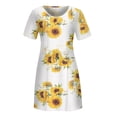 thumbnail image 4 of DondPO Midi Dresses for Women Summer Dresses Women's Dresses Short Sleeve Dating Beach Casual Loose Dress Plus Size Dresses Womens Dresses Yellow Dress L, 4 of 5
