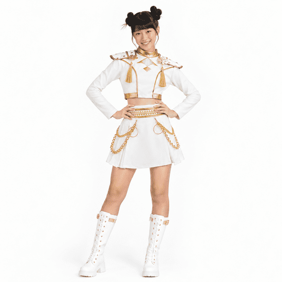 Halloween Costume Pop Singer Costume Stage Performance Outfit Top with Accessories 5-Piece Set Singer Costume Cosplay Costume Fancy Dress