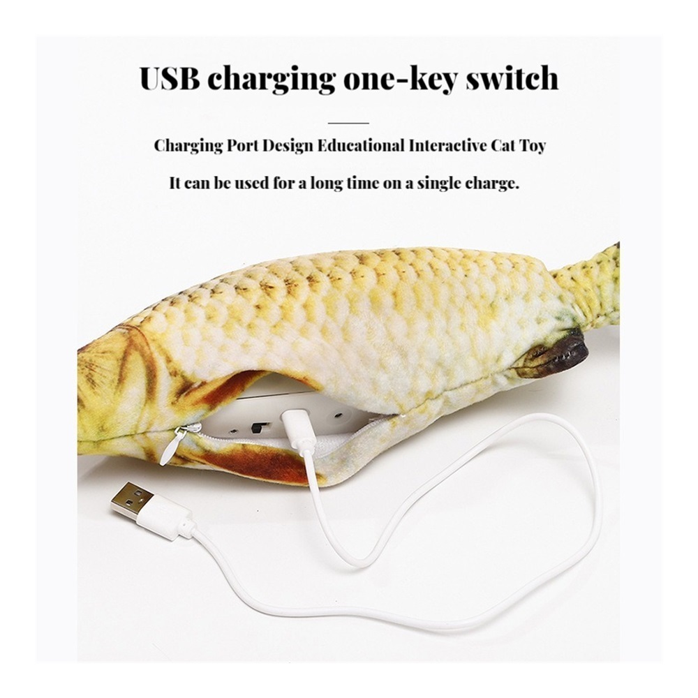 YJ 3PCS Electric Cat Toy Fish Pet Cat Toys Simulation Fish Swing Kitten Dance Fish Toy Funny Cats Chewing Playing Supplies USB Charging