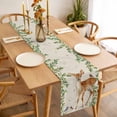 thumbnail image 3 of Botanical Table Runner - 36 Inch Long, Kitchen Dining Table Runner Dresser Scarves, Spring Leaves Flowers Deers Birds Country Biege Farmhouse Decor for Coffee Tables Wedding Party Banquet, 3 of 8