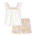 thumbnail image 2 of Ensemble 2 Pcs Haut à Manches et Shorts pour Bébé Fille, Fougère Douce, 4T, 2 of 2