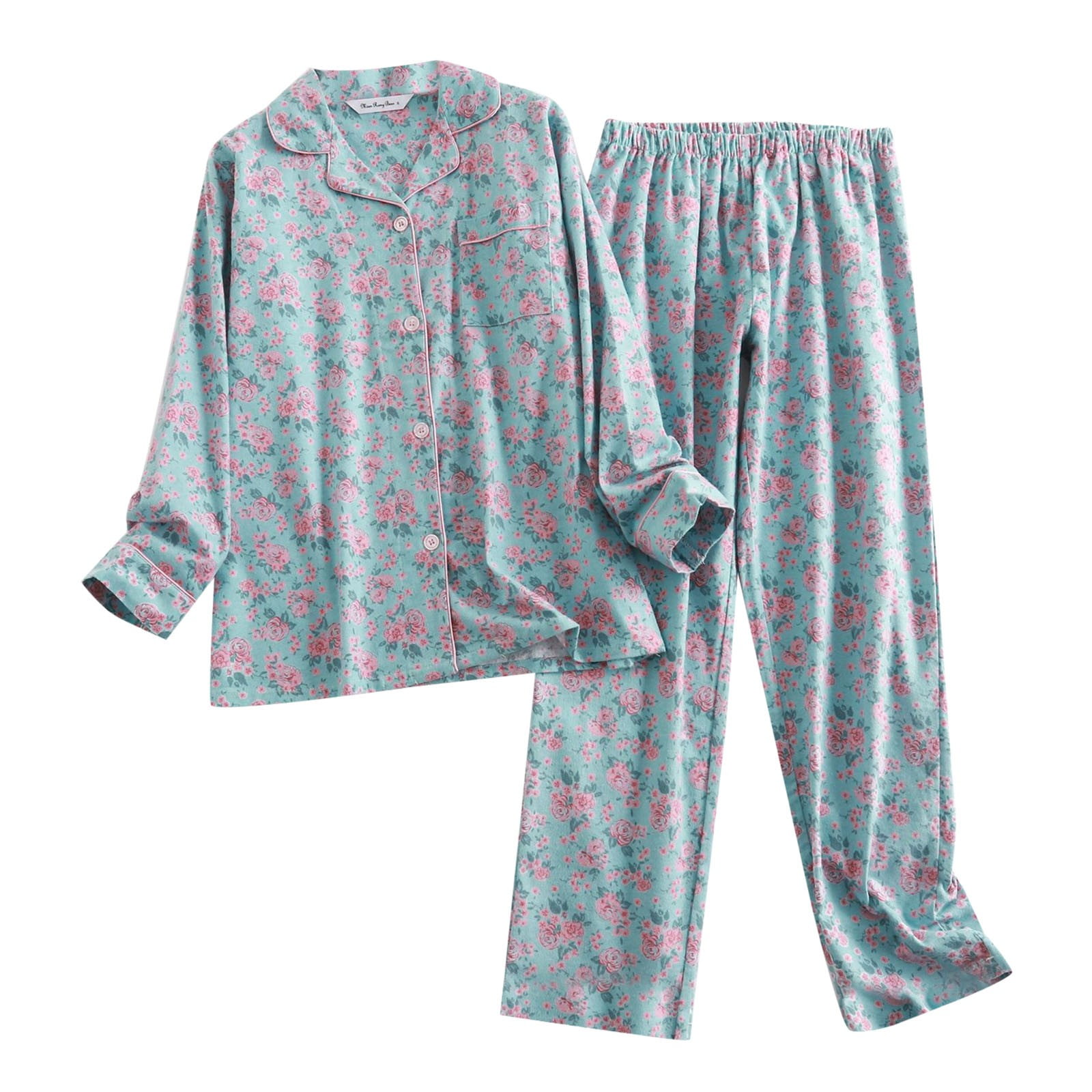 PEASKJP Womens Pajamas Sets Short Tops with Capri Pants Casual and Fun Prints Pajama Sets Mint Green M