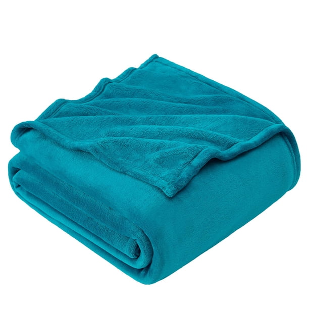 Manta de Felpa Hansleep para Cama Individual Color Verde Azulado 152x203 cm Suave y Acogedora